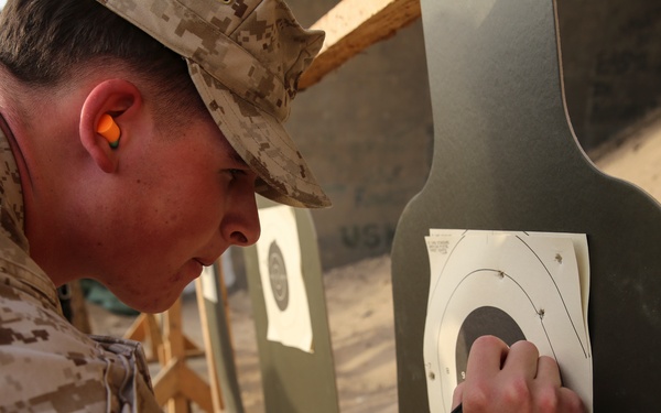 U.S. Marines stay sharp with competitive pistol range
