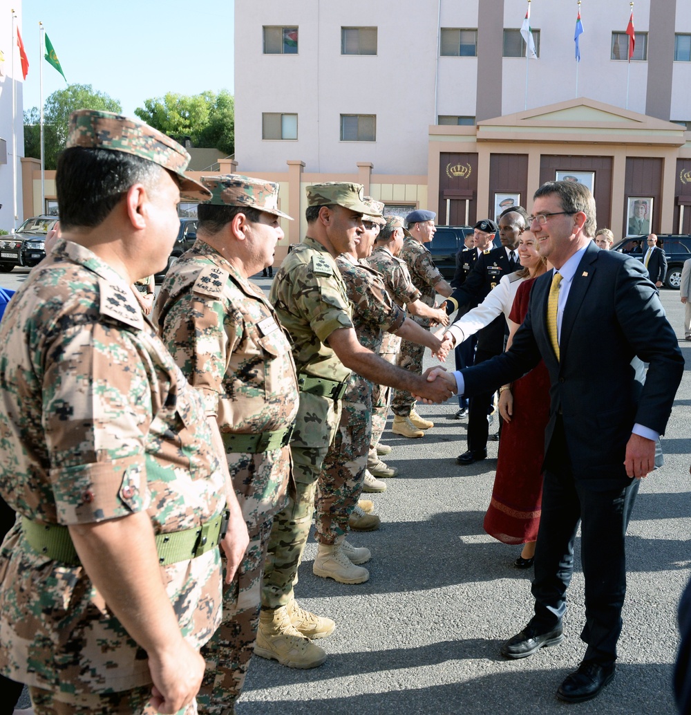 Secretary of defense greeted by Jordanian military leadership