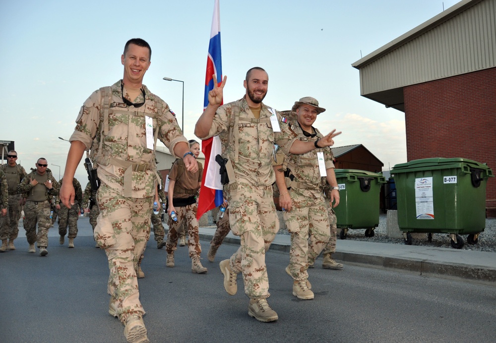 Coalition forces participate in DANCON March in Kabul
