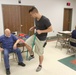 Service member demonstrates physical therapy at IRT in Norwich, NY