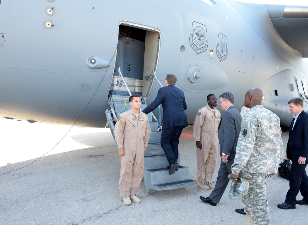 Secretary of defense departs Jordan