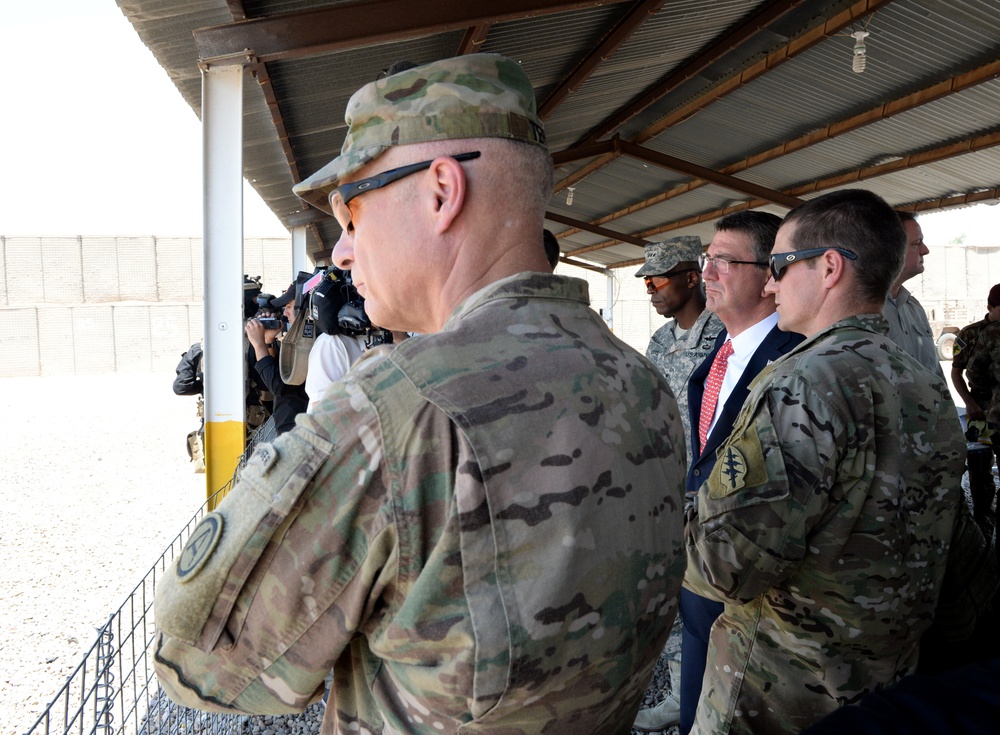 Secretary of defense observes training