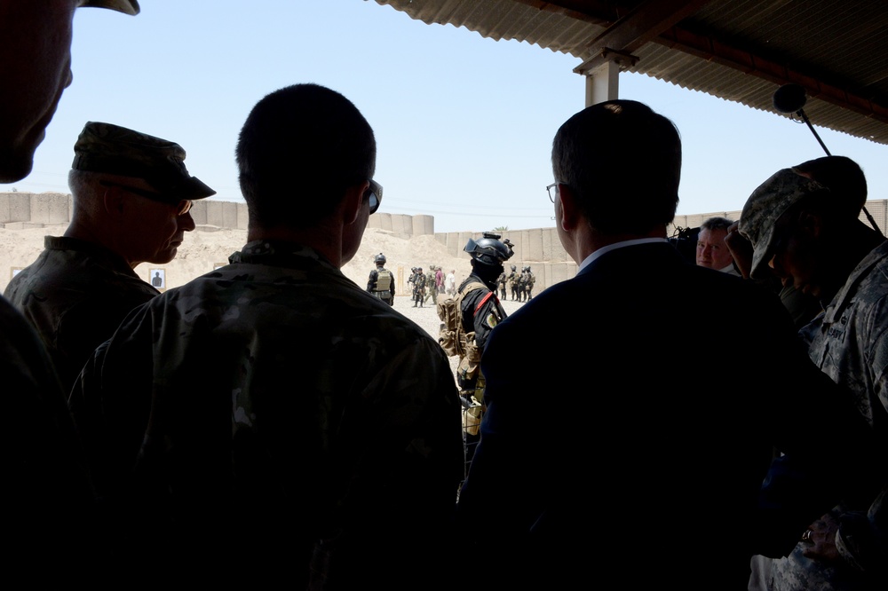 Secretary of defense observes training