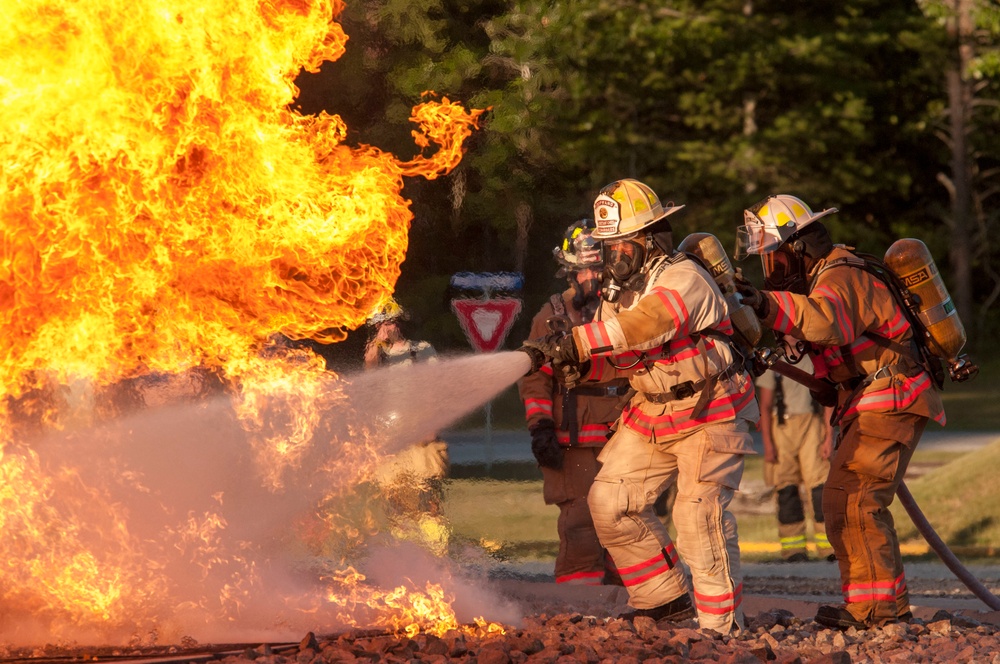 122nd Fighter Wing Firefighters during their 2015 Annual Training at Alpena Combat Readiness Training Center