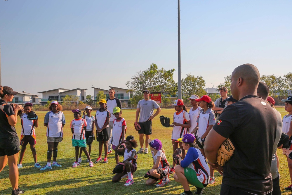 U.S. Marines mentor Australian youth through softball
