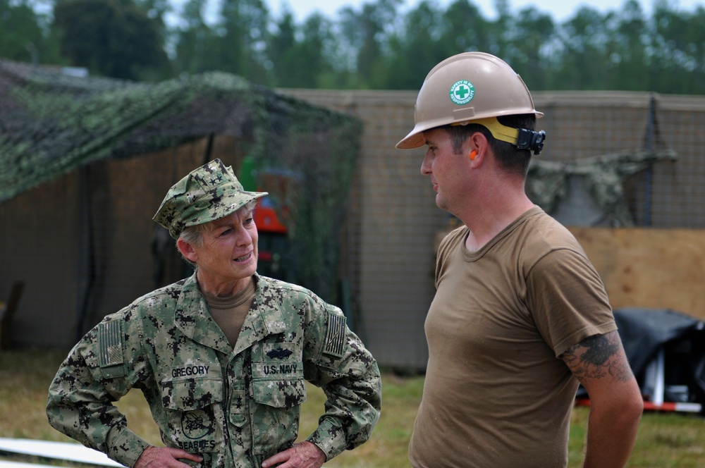 Rear Adm. Katherine Gregory visits NMCB 133 Seabees during FTX