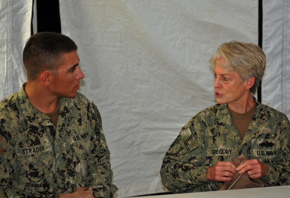 Rear Adm. Katherine Gregory visits NMCB 133 Seabees during FTX