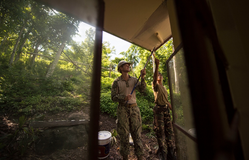 Engineers work on various construction projects during Pacific Partnership 2015