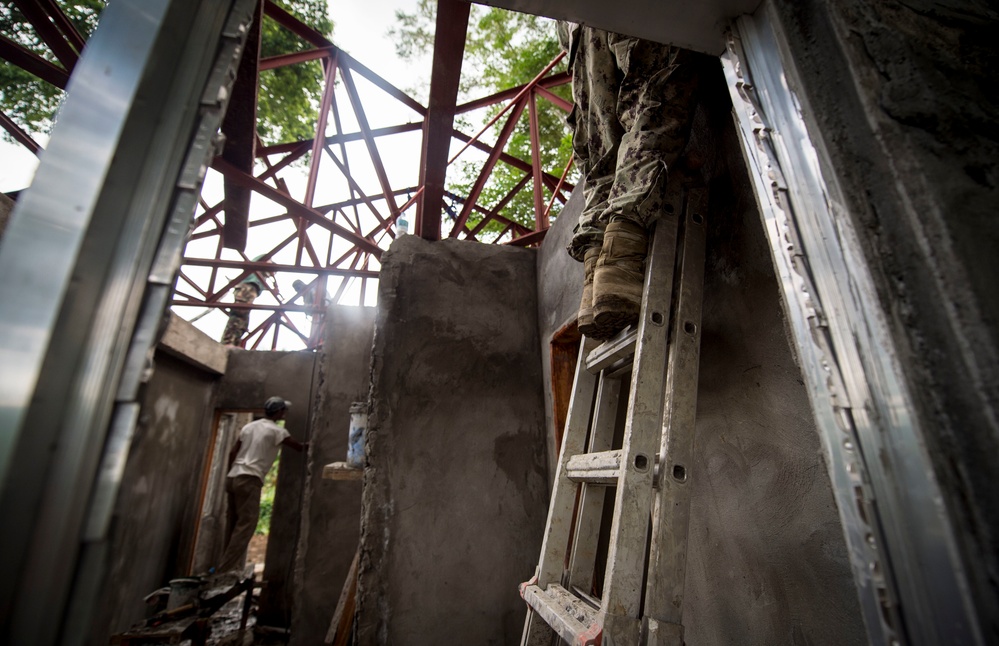 Engineers work on various construction projects during Pacific Partnership 2015