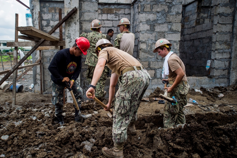 Engineers work on various construction projects during Pacific Partnership 2015