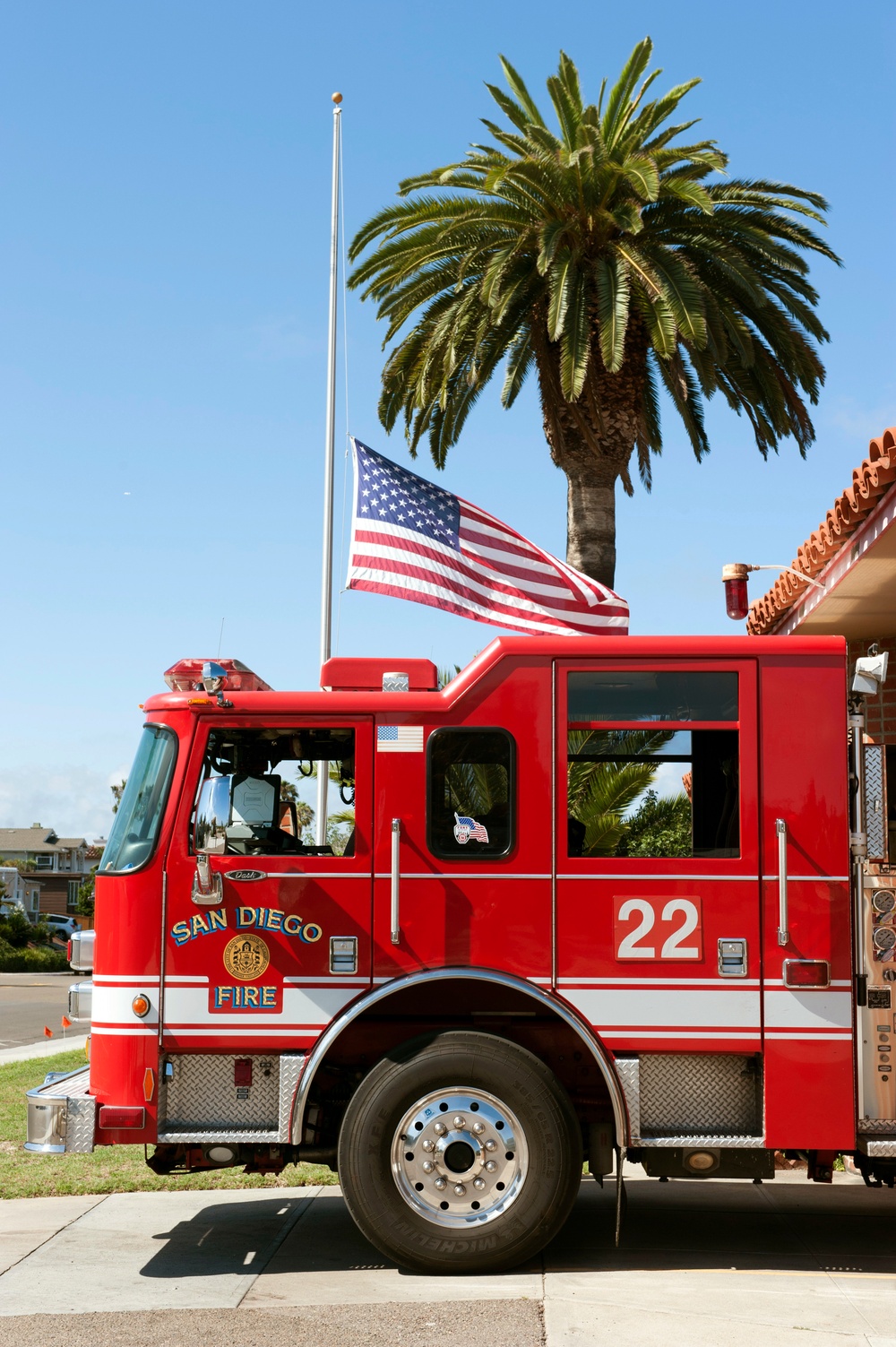 American flag flies at half-staff