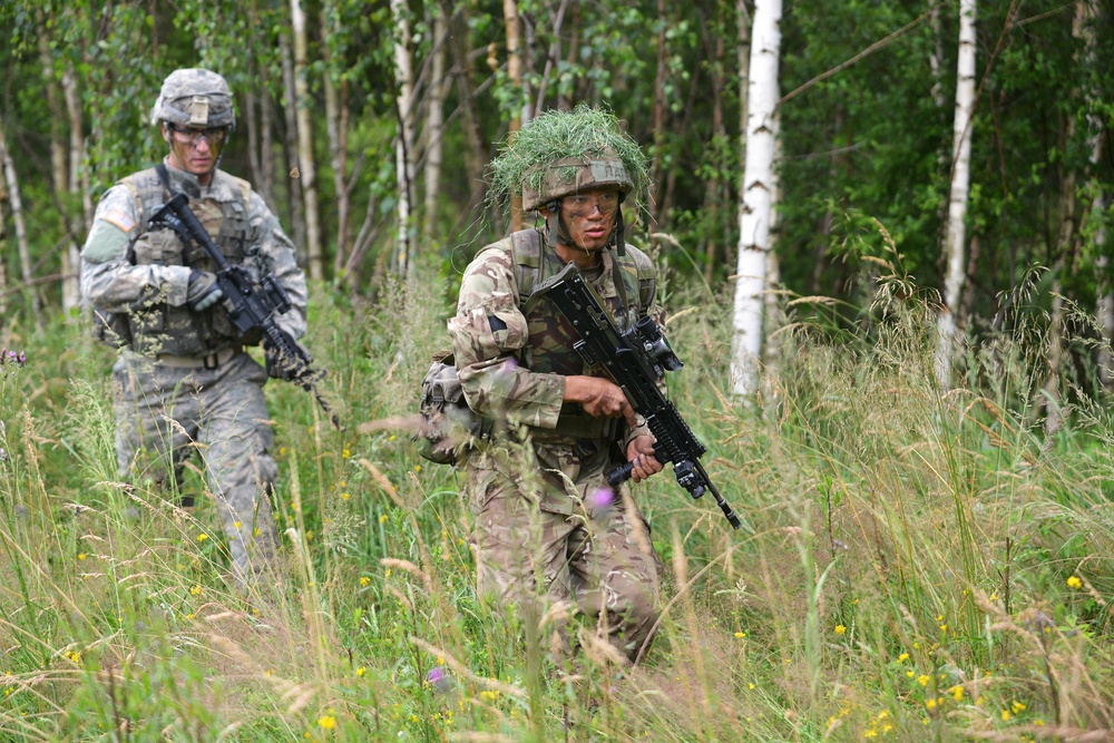 British Army Royal Military Academy Sandhurst  trains on 7th Army Joint Multinational Training Command’s Grafenwoehr Training Area, Germany