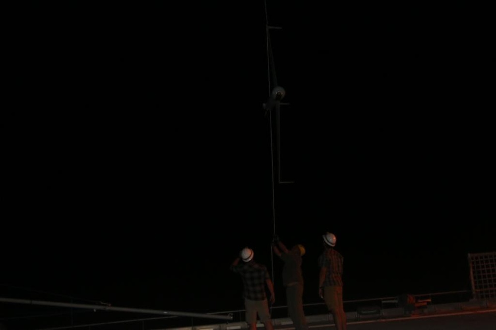 ScanEagle night operations retrieval aboard the USNS Spearhead