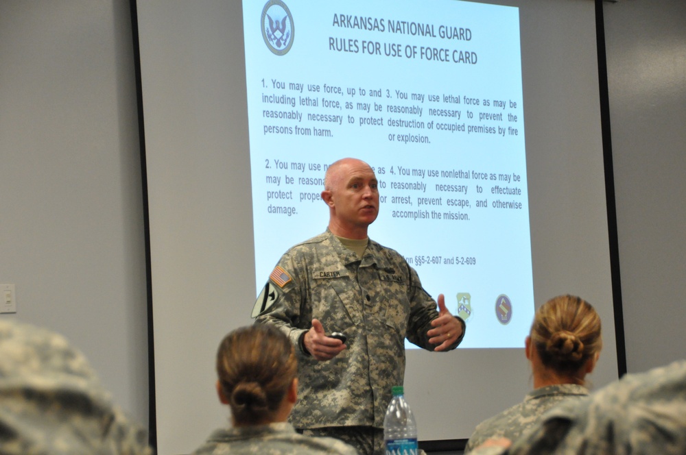 JAG Briefs Soldiers as part of arming training