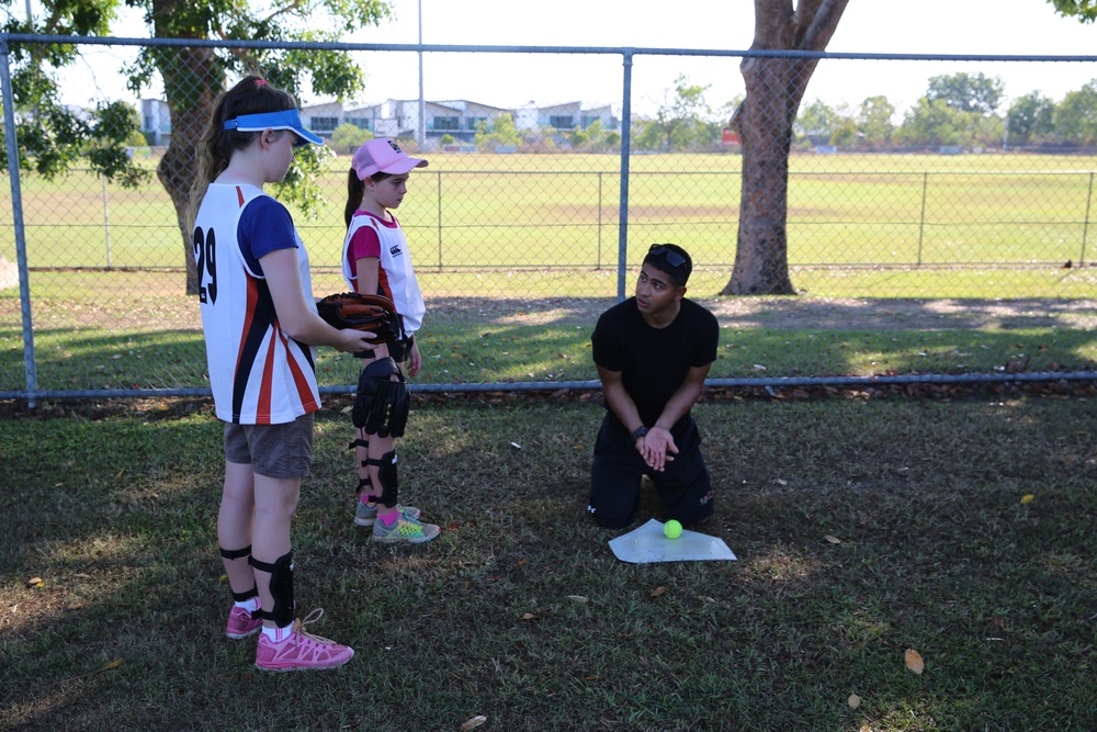U.S. Marines mentor Australian youth through softball
