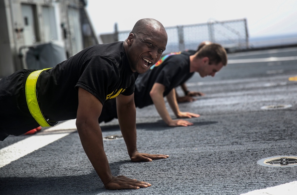 Service members perform physical training as part of stress management