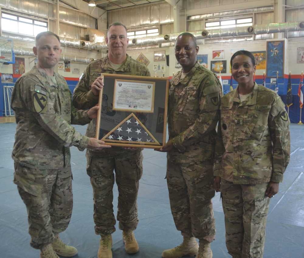402nd AFSB cases colors, prepares for mission to support U.S. Army Pacific Command