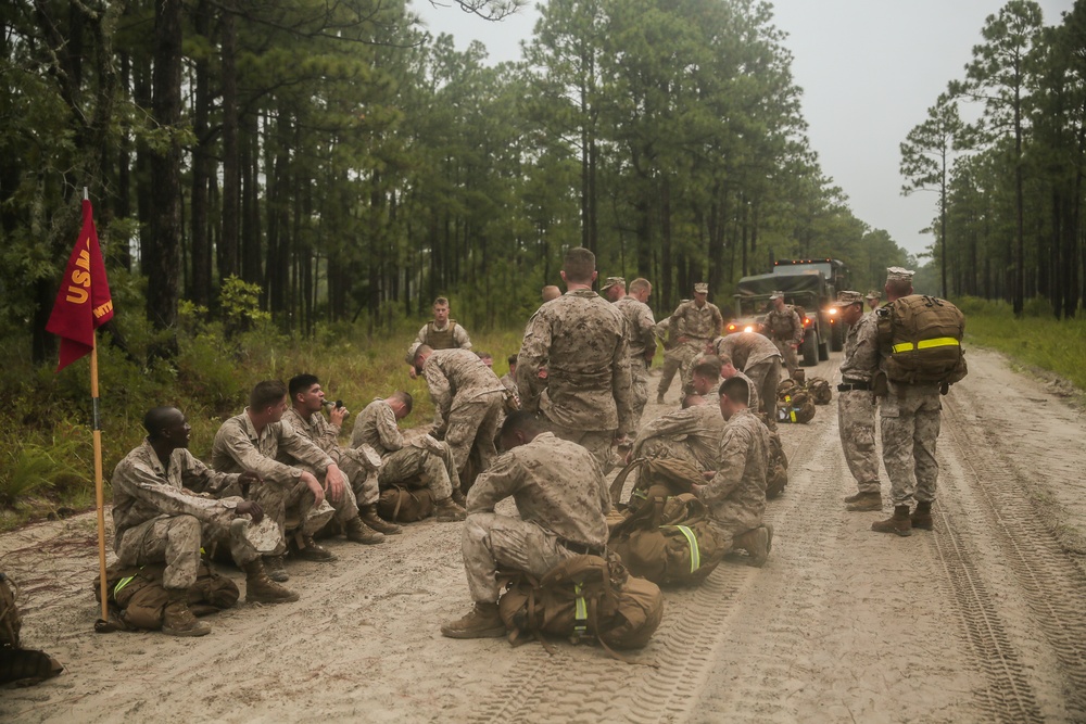 Marines with Motor Transport Maintenance conduct conditioning hike