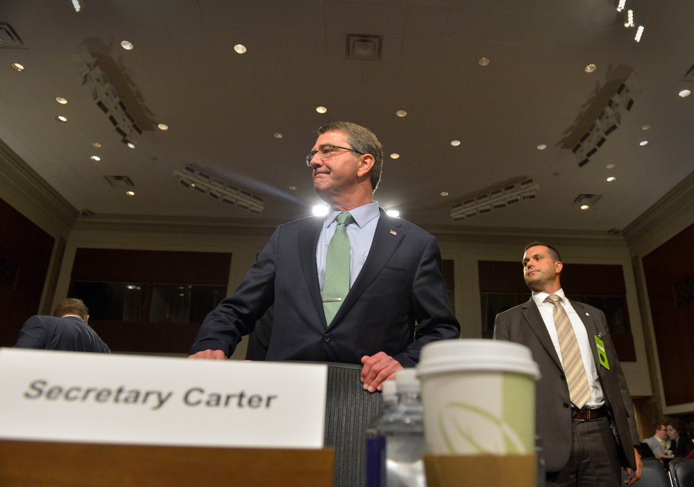 Secretary of Defense Ash Carter testifies before the Senate Armed Services Committee