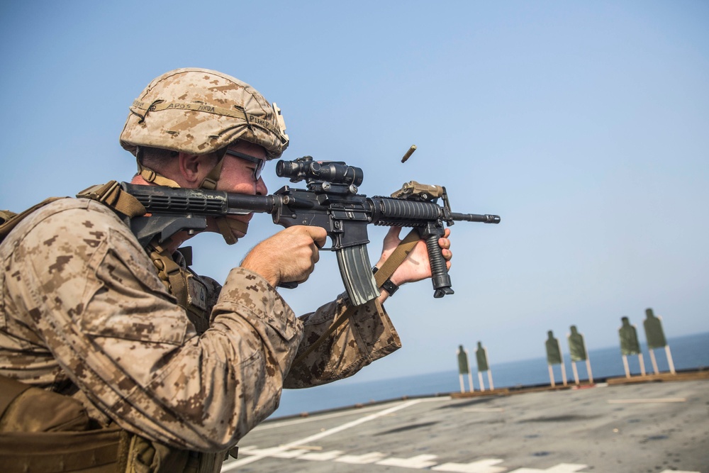 U.S. Marines on target during combat marksmanship