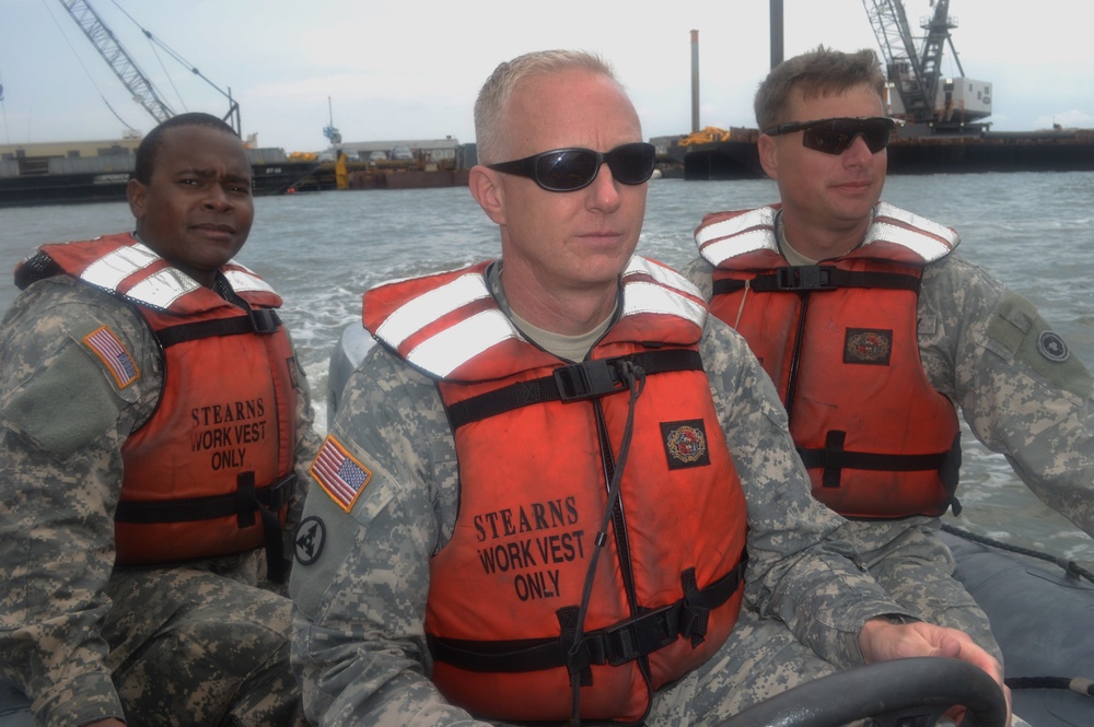 Brig. Gen. Elwell operates rescue boat