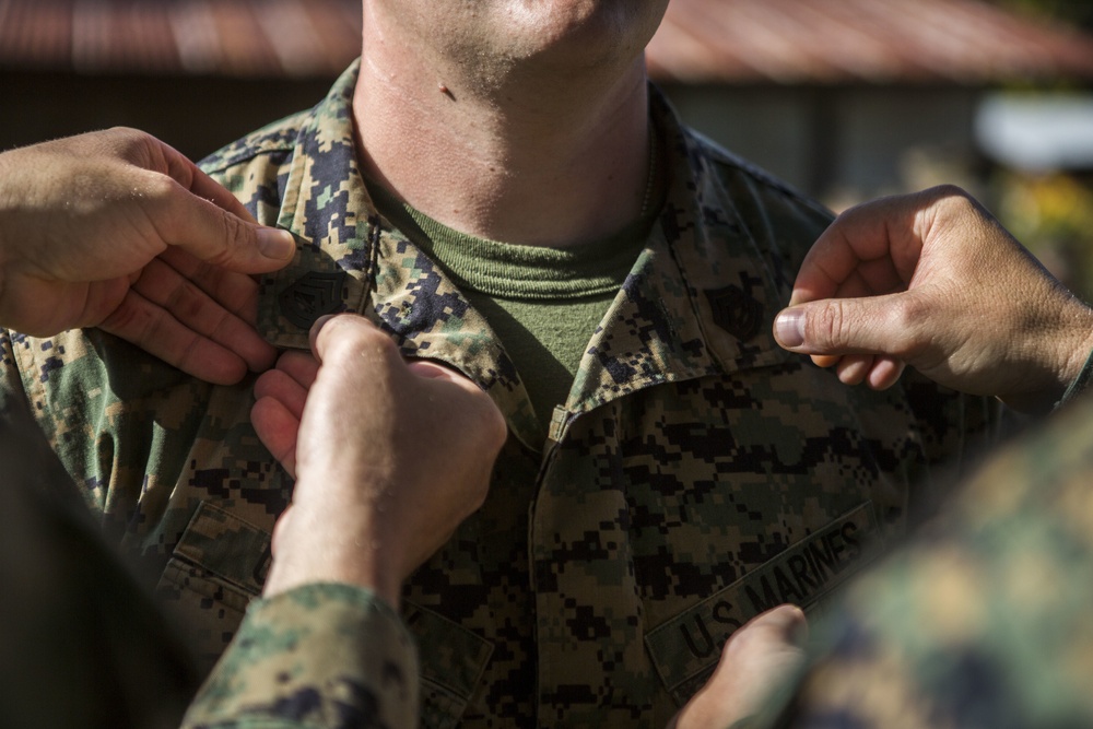 U.S. Marine Edward C. Urbany, SPMAGTF-SC, promoted to Gunnery Sergeant