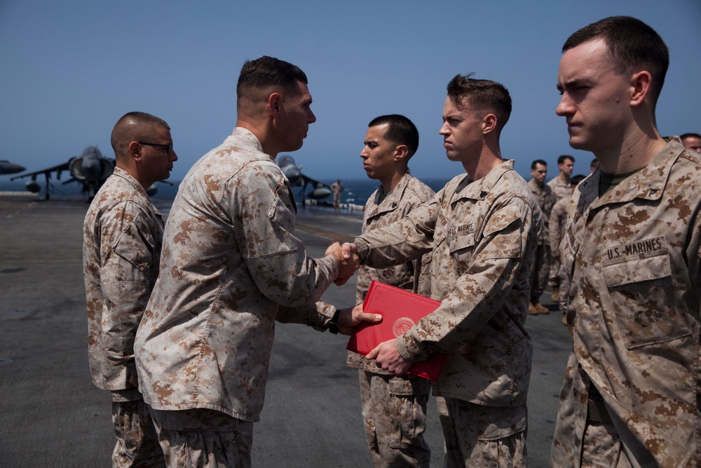 Earned, Never Given: U.S. Marines promoted at sea