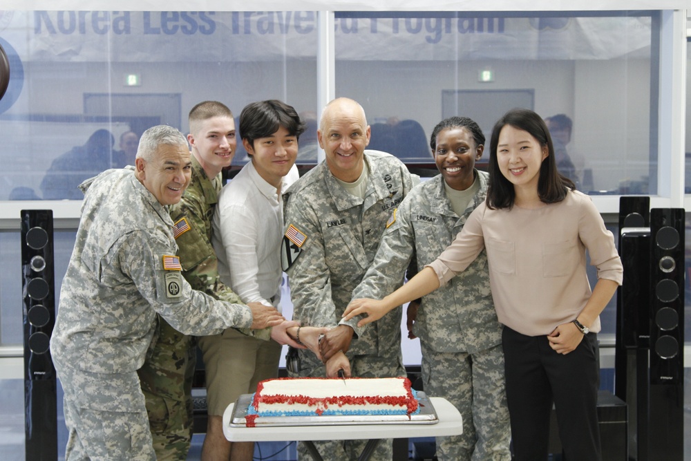 Soldiers and students celebrate the end of KLT Program