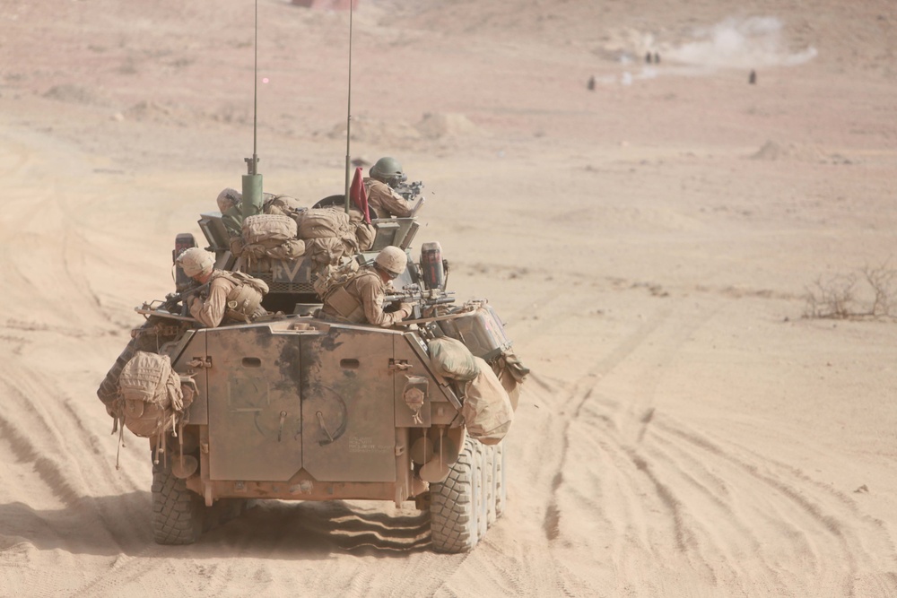 U.S. Marines practice fire and maneuver
