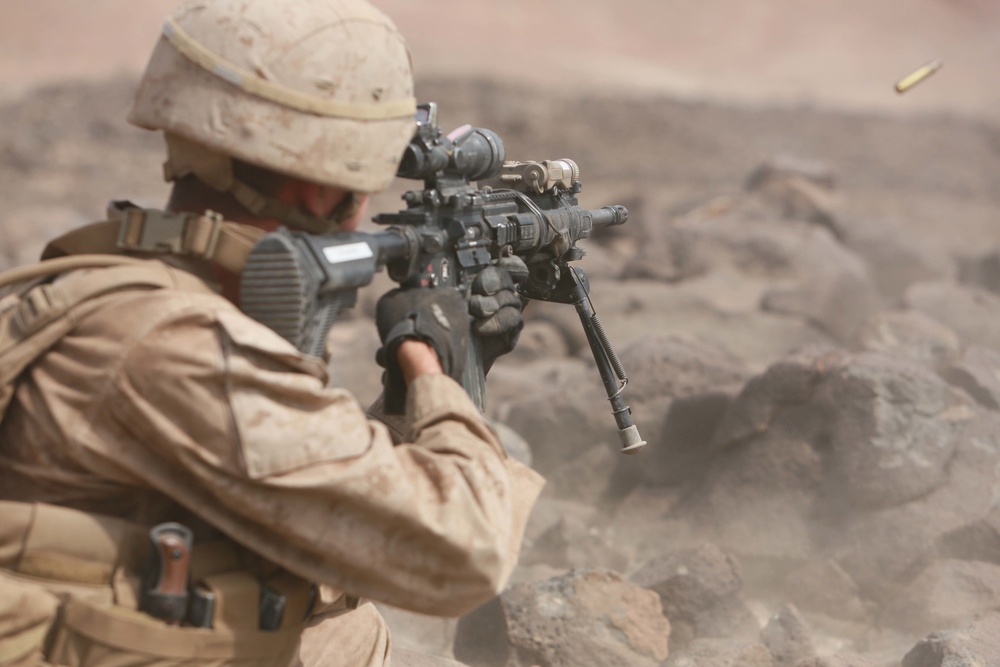 U.S. Marines practice fire and maneuver