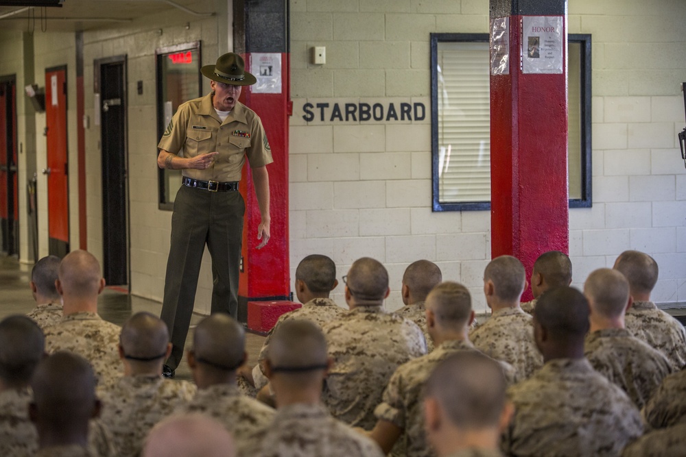 Parris Island recruits meet Marine Corps drill instructors