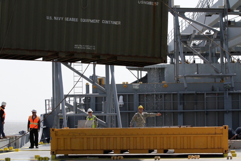 441st Transportation Company (Seaport Operations), direct the movement of a cargo container