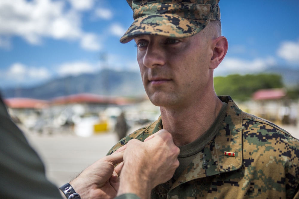 U.S. Marine Matthew Horton is promoted to Chief Warrant Officer 2