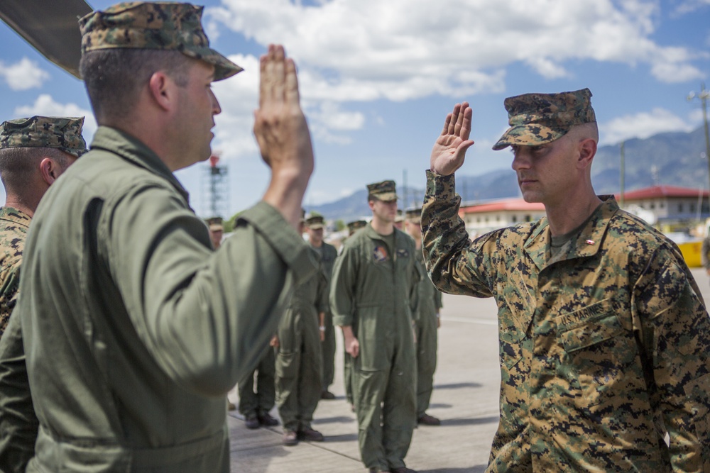 U.S. Marine Matthew Horton is promoted to Chief Warrant Officer 2