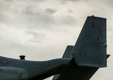 U.S. and Philippine Marines fast rope from Ospreys