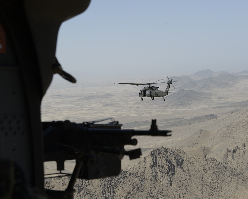 Afghan National Army 205th Corps and TAAC-S leadership conduct aerial battlefield familiarization to key terrain in Afghanistan