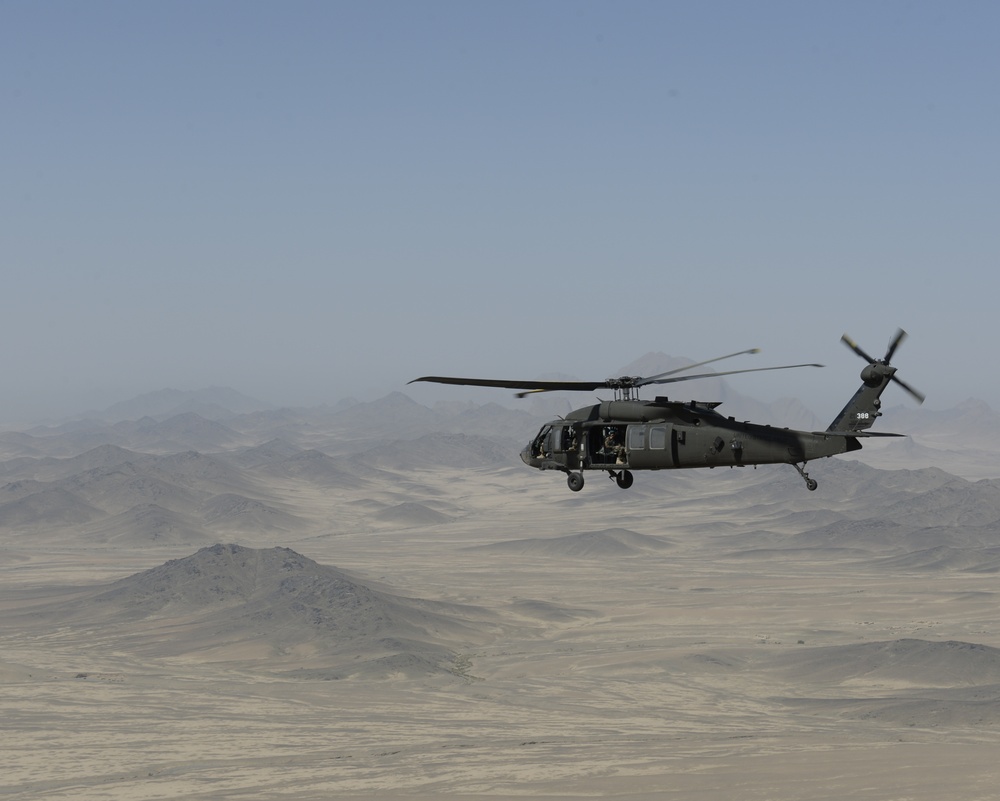 Afghan National Army 205th Corps and TAAC-S leadership conduct aerial battlefield familiarization to key terrain in Afghanistan