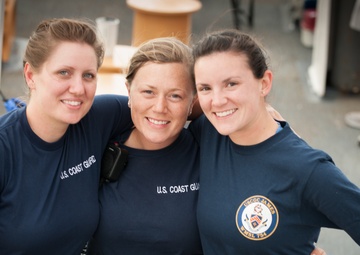 Crew members of the Coast Guard's newest National Security Cutter, James
