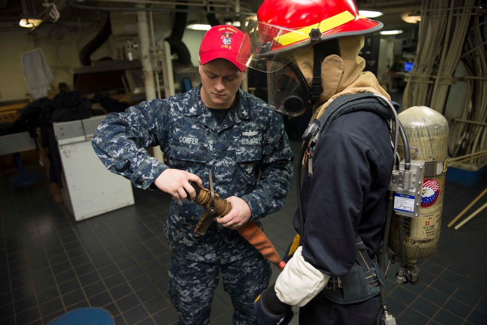 USS Essex main space fire drill