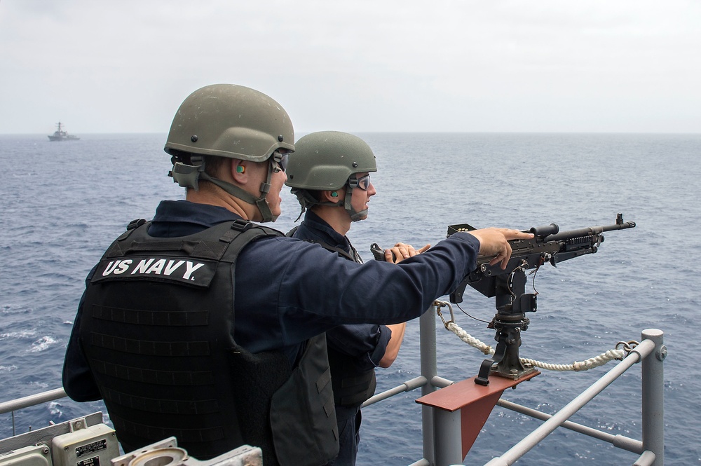 USS Mobile Bay conducts live-fire exercise