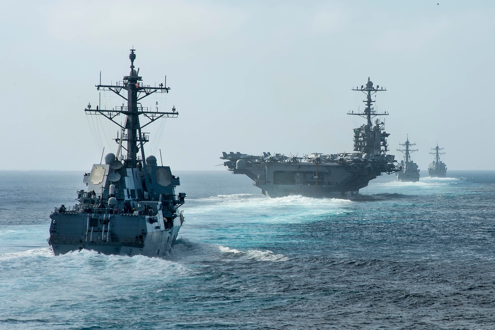 USS Mobile Bay (CG 53) conducts show-of-force transit