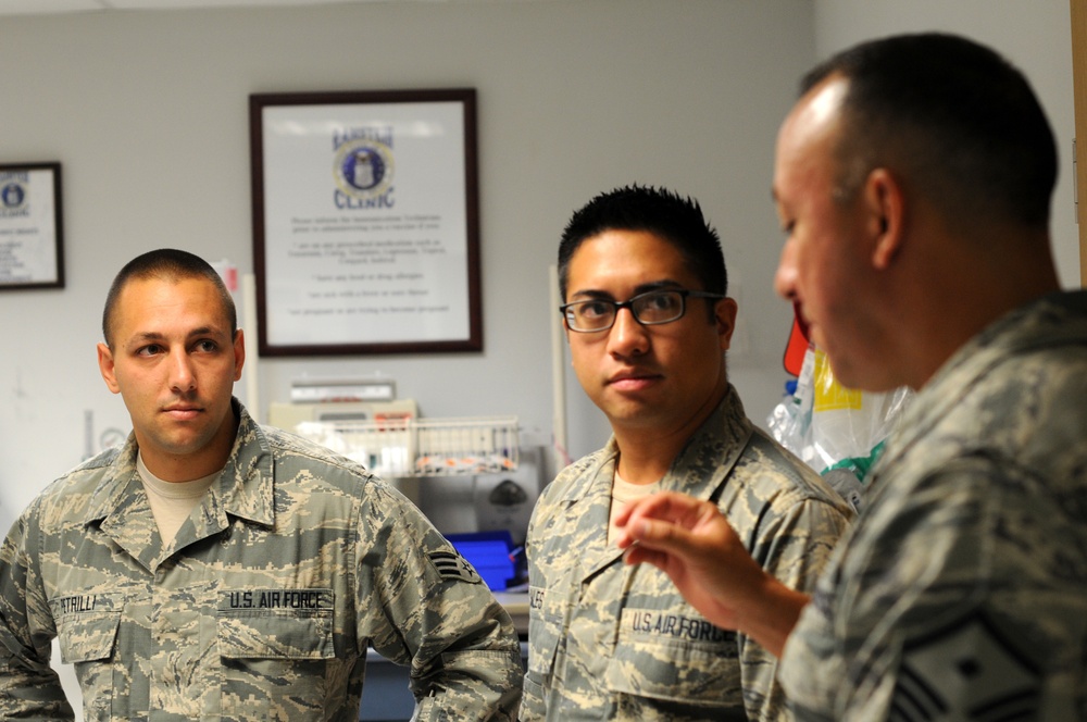 NJ ANG aerospace medical technicians administer immunizations to patients on Ramstein Air Base