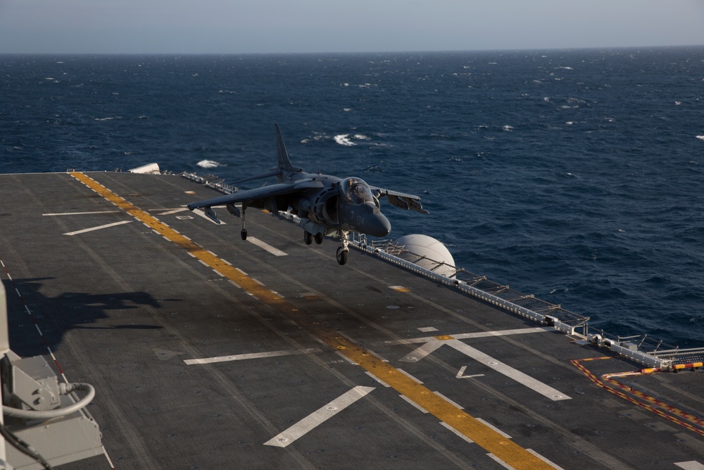 Harrier with VMA-214 'Black Sheep' conducts flight quarters