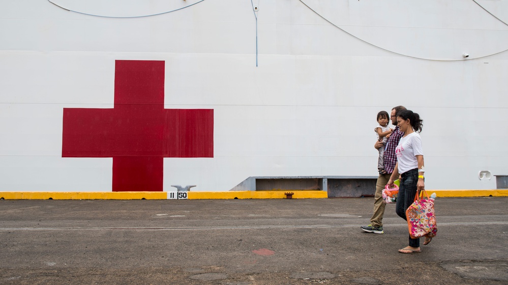 Operation Smile patients board USNS Mercy during Pacific Partnership 2015