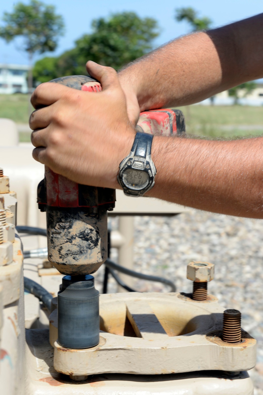 Well drillers clean equipment