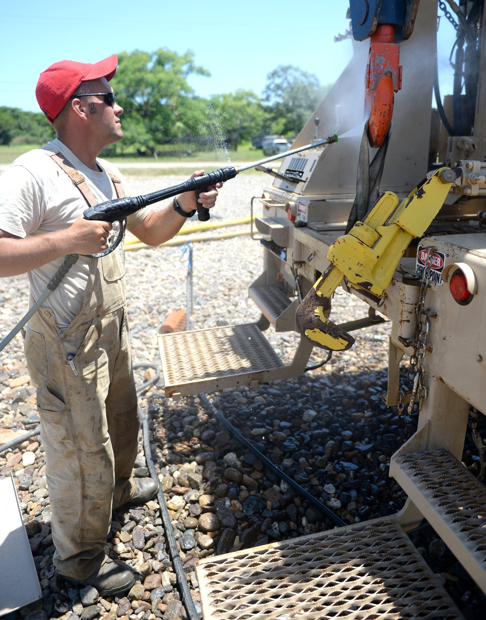 Well drillers clean equipment