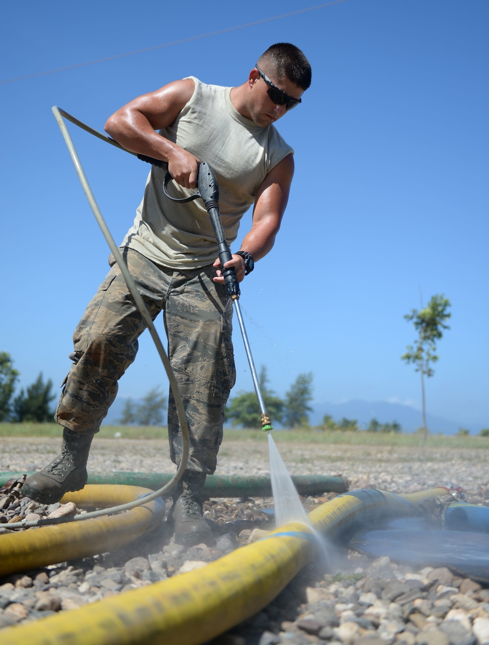 Well drillers clean equipment