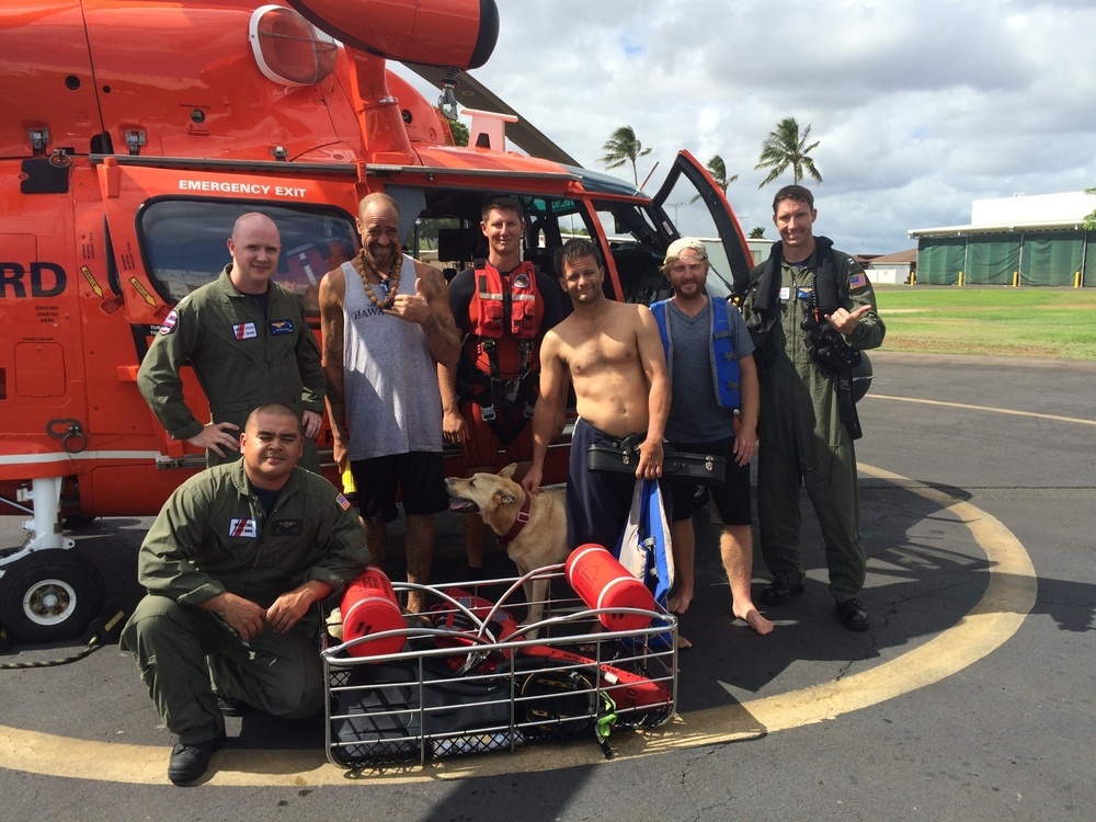 Coast Guard rescues 3 people, dog north of Oahu