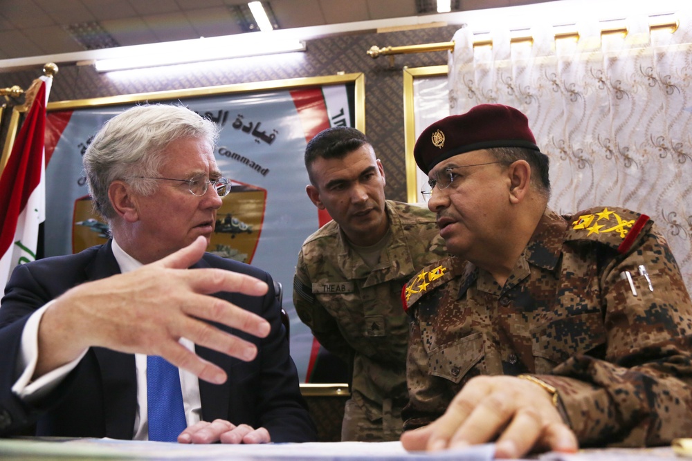 UK secretary of state for defence visits Baghdad