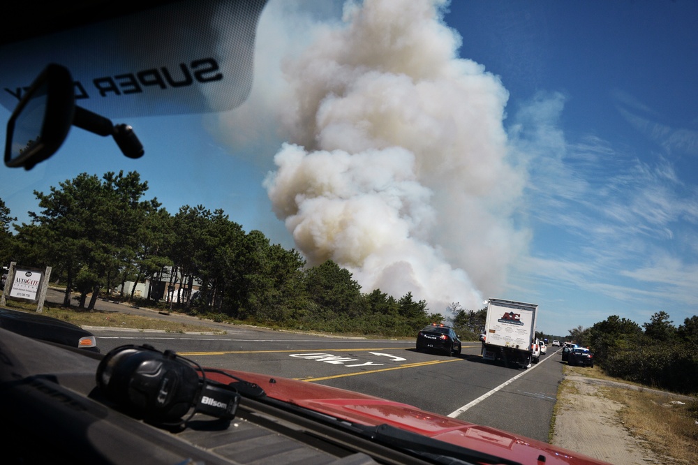 106th Rescue Wing firefighters respond to brush fire